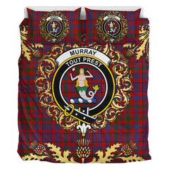 Murray of Tullibardine Tartan Crest Bedding Set - Golden Thistle Style