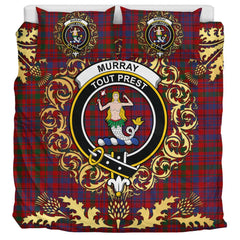 Murray of Tullibardine Tartan Crest Bedding Set - Golden Thistle Style