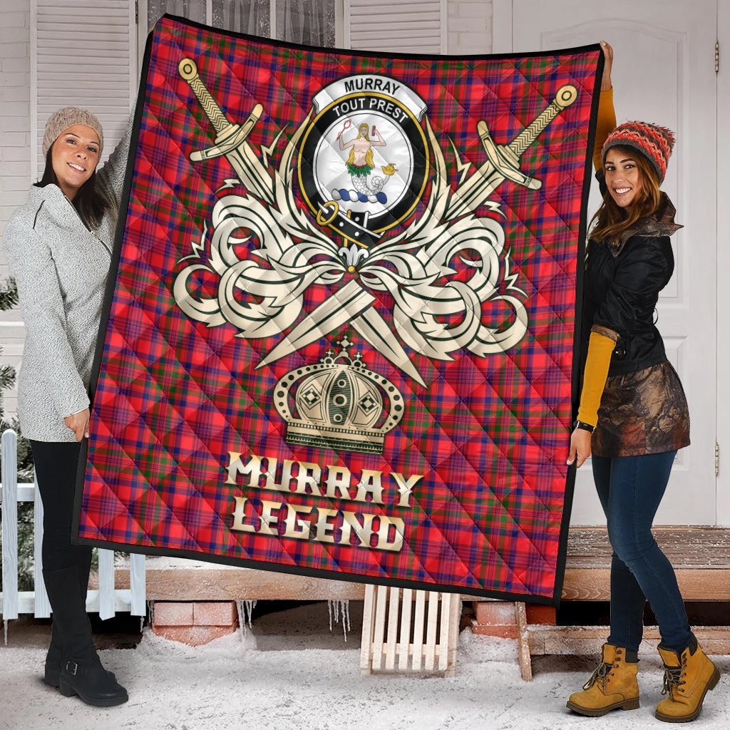 Murray of Tulloch Modern Tartan Crest Legend Gold Royal Premium Quilt