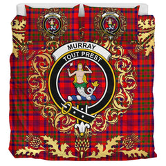 Murray of Tulloch Modern Tartan Crest Bedding Set - Golden Thistle Style