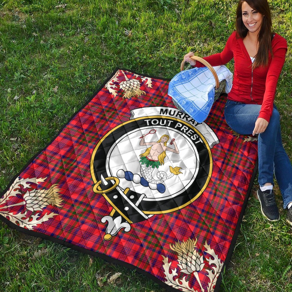 Murray of Tulloch Modern Tartan Crest Premium Quilt - Gold Thistle Style