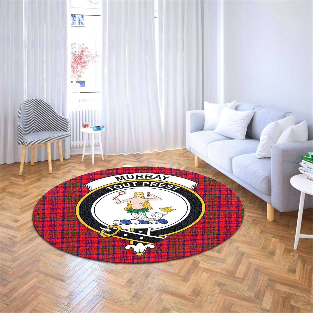 Murray of Tulloch Modern Tartan Crest Round Rug