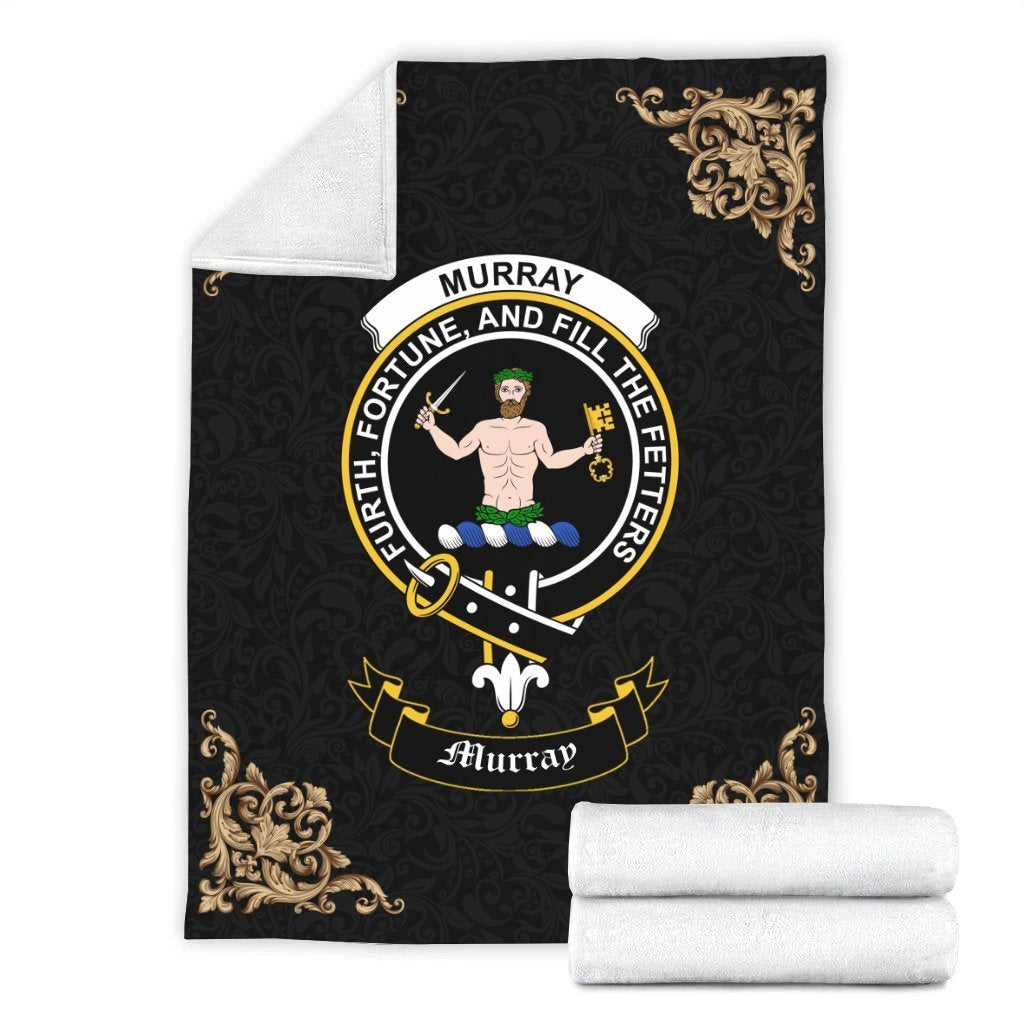 Murray (of Athole) Crest Tartan Premium Blanket Black
