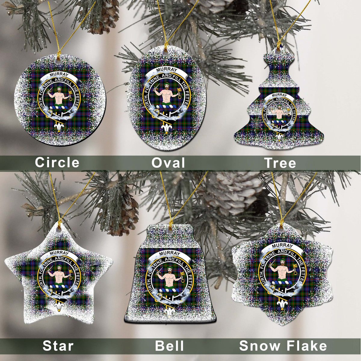 Murray (of Atholl) Tartan Christmas Ceramic Ornament - Snow Style