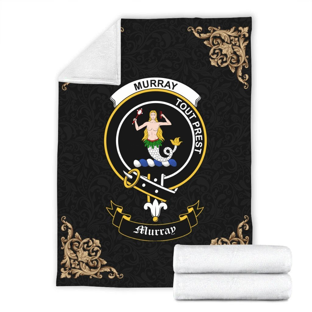 Murray (of Dysart) Crest Tartan Premium Blanket Black