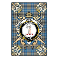 Napier Ancient Tartan Crest Black Garden Flag - Gold Thistle Style