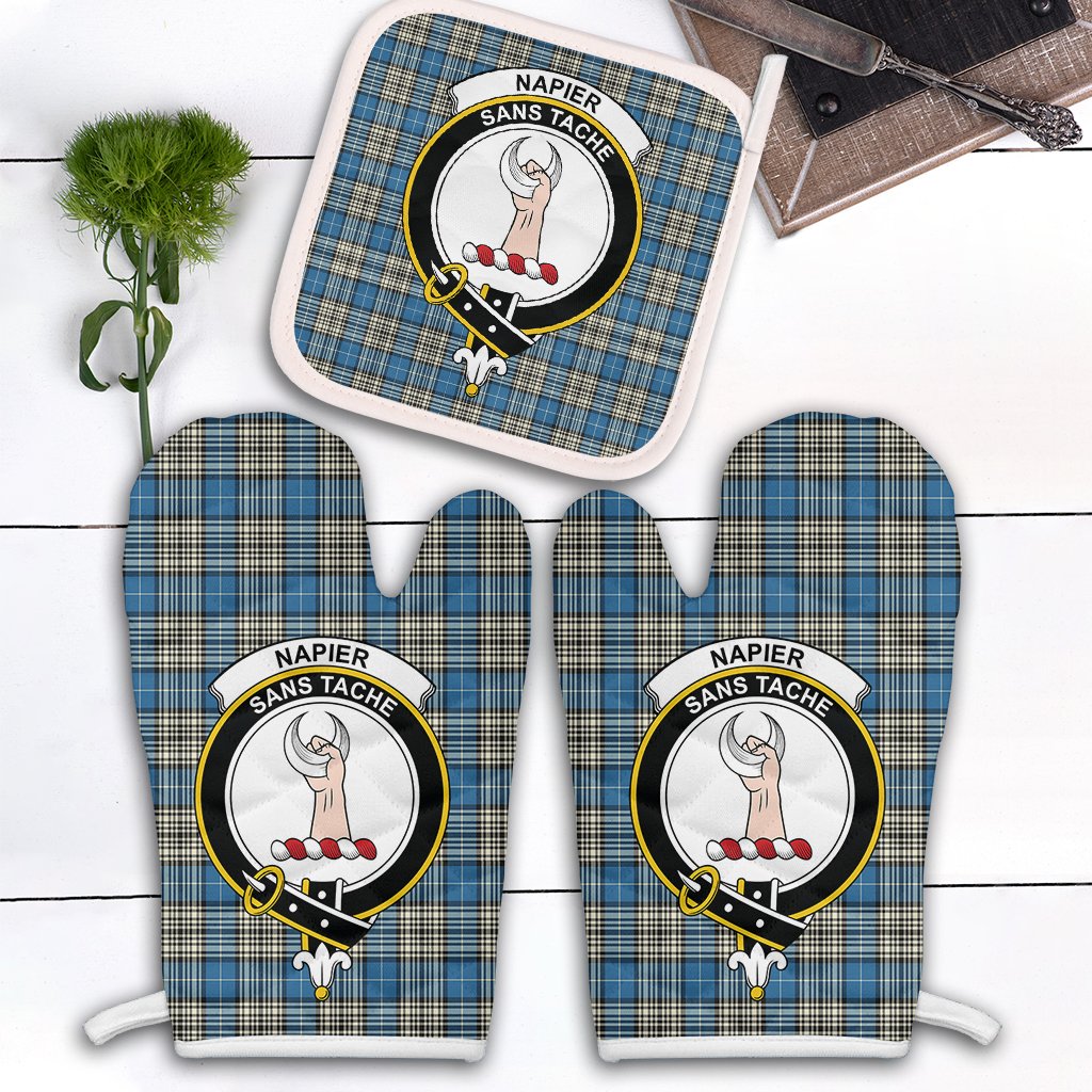 Napier Ancient Tartan Crest Oven Mitt And Pot Holder (2 Oven Mitts + 1 Pot Holder)