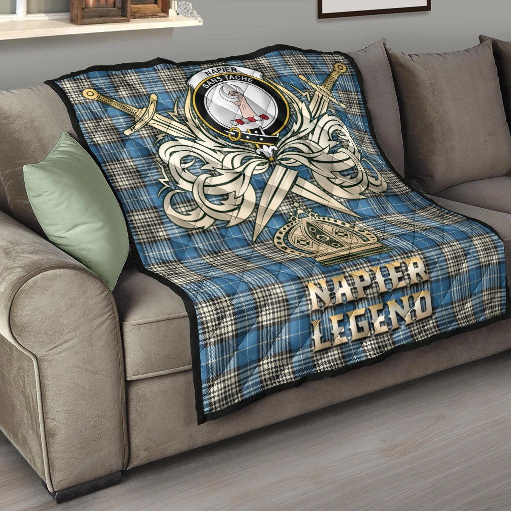 Napier Ancient Tartan Crest Legend Gold Royal Premium Quilt