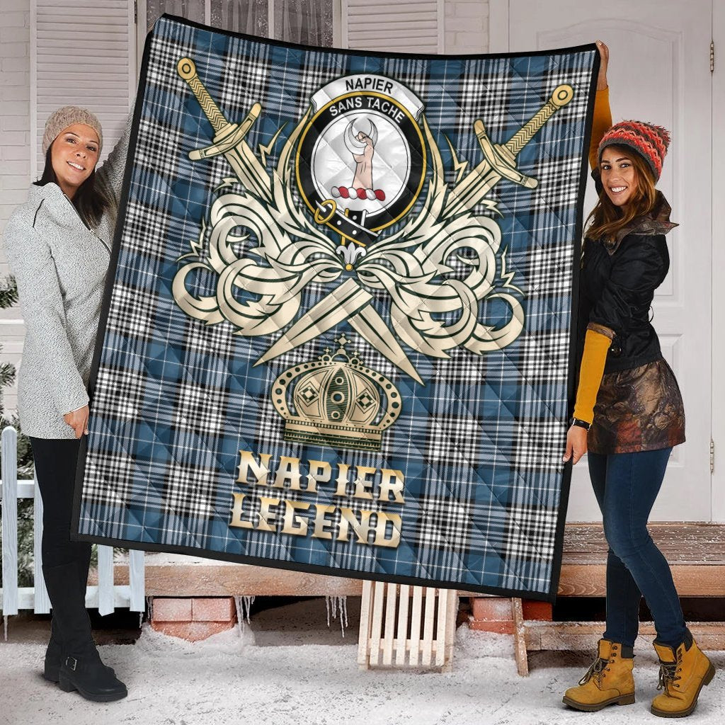 Napier Modern Tartan Crest Legend Gold Royal Premium Quilt