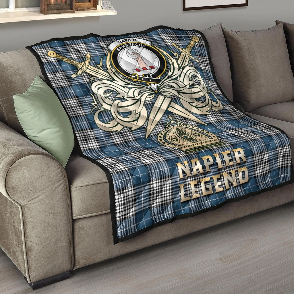 Napier Modern Tartan Crest Legend Gold Royal Premium Quilt