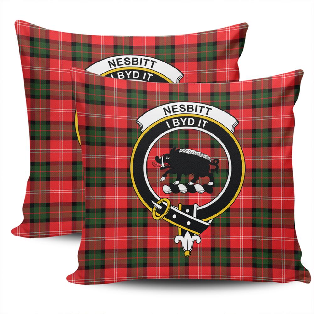 Scottish Nesbitt Modern Tartan Crest Pillow Cover - Tartan Cushion Cover