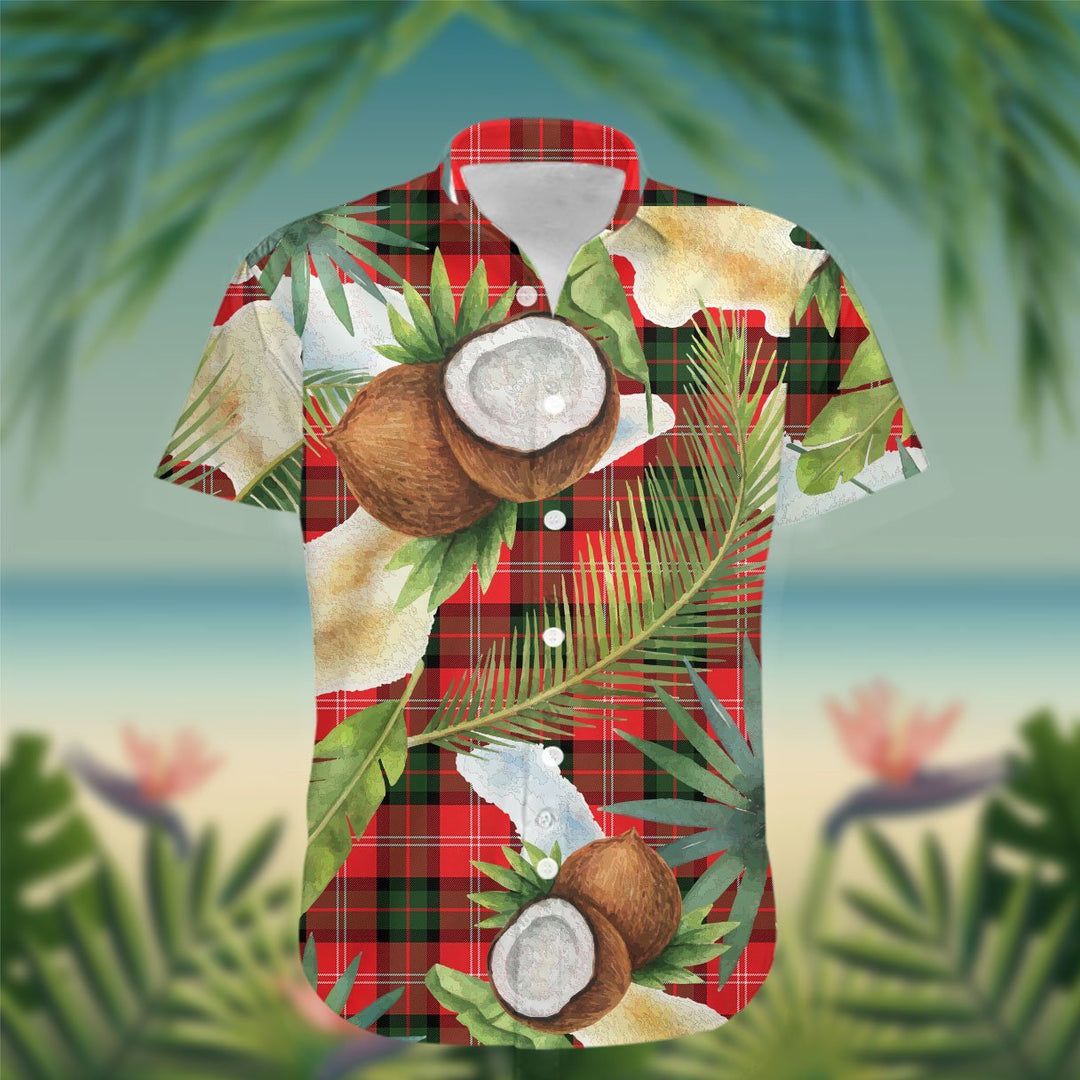 Nesbitt Tartan Hawaiian Shirt Hibiscus, Coconut, Parrot, Pineapple - Tropical Garden Shirt