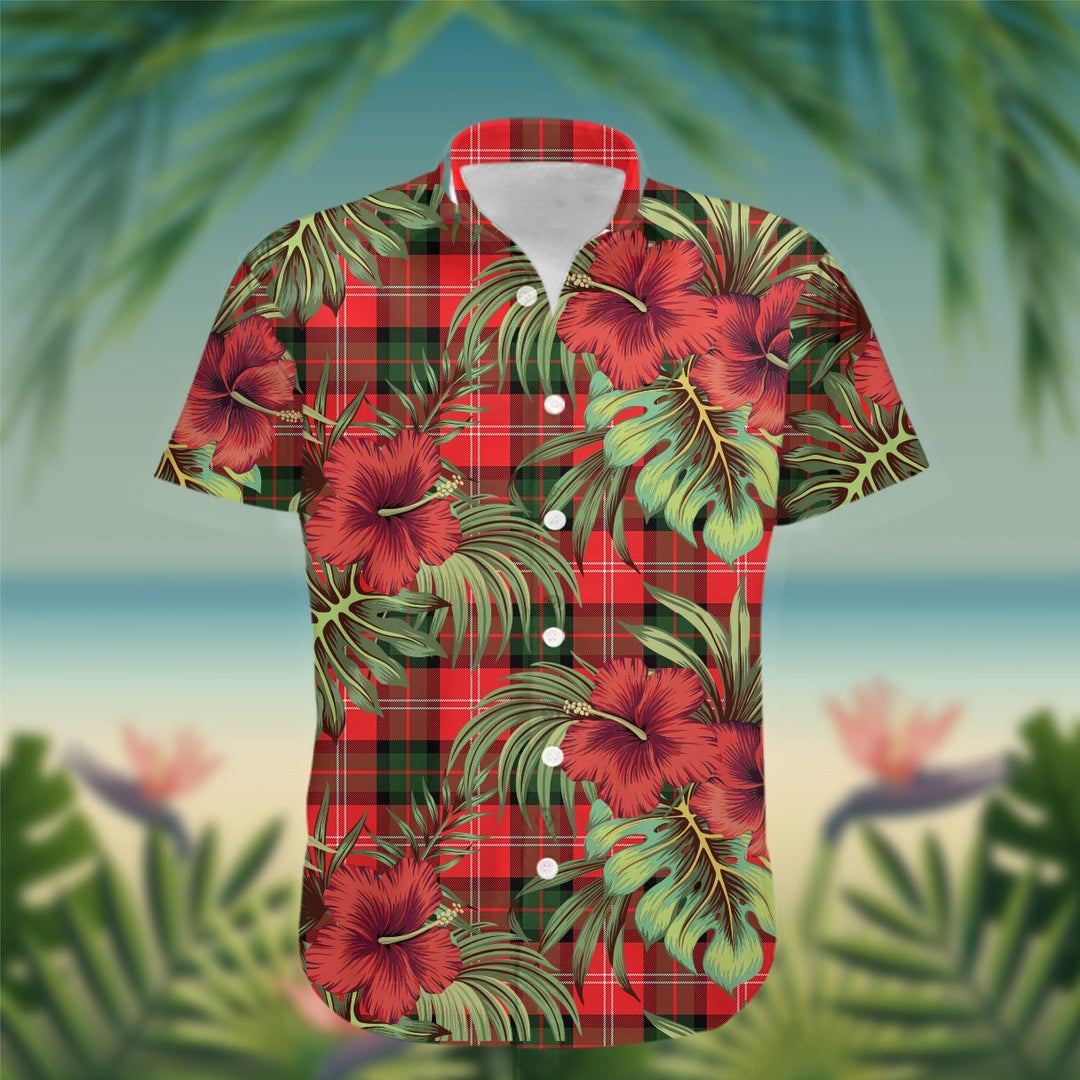 Nesbitt Tartan Hawaiian Shirt Hibiscus, Coconut, Parrot, Pineapple - Tropical Garden Shirt