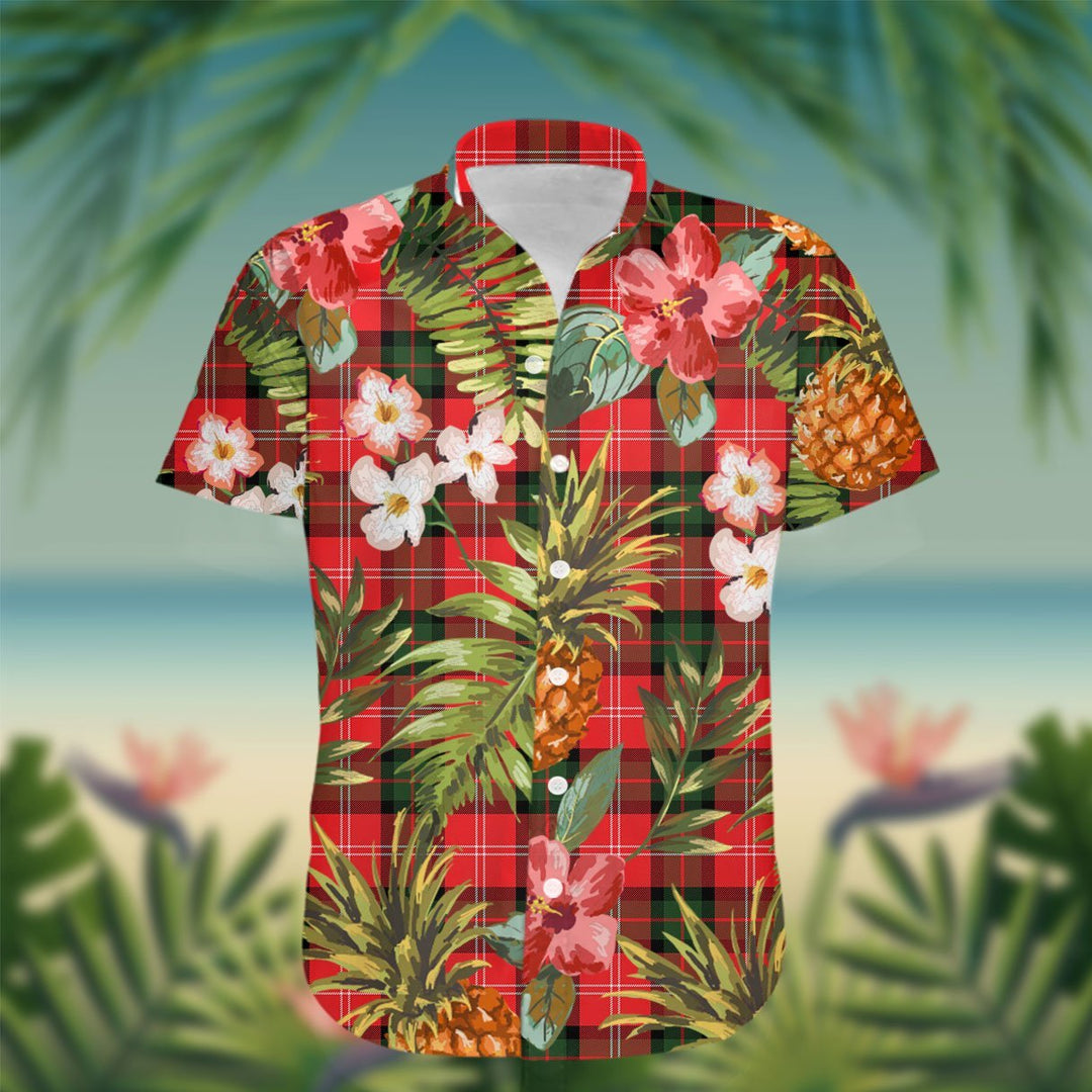 Nesbitt Tartan Hawaiian Shirt Hibiscus, Coconut, Parrot, Pineapple - Tropical Garden Shirt