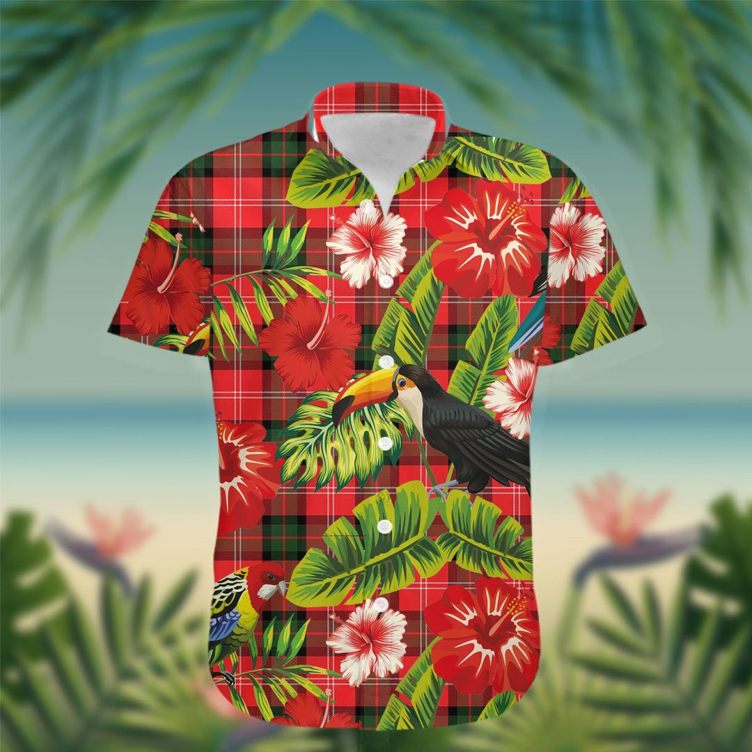 Nesbitt Tartan Hawaiian Shirt Hibiscus, Coconut, Parrot, Pineapple - Tropical Garden Shirt