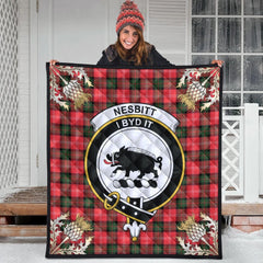 Nesbitt Modern Tartan Crest Premium Quilt - Gold Thistle Style