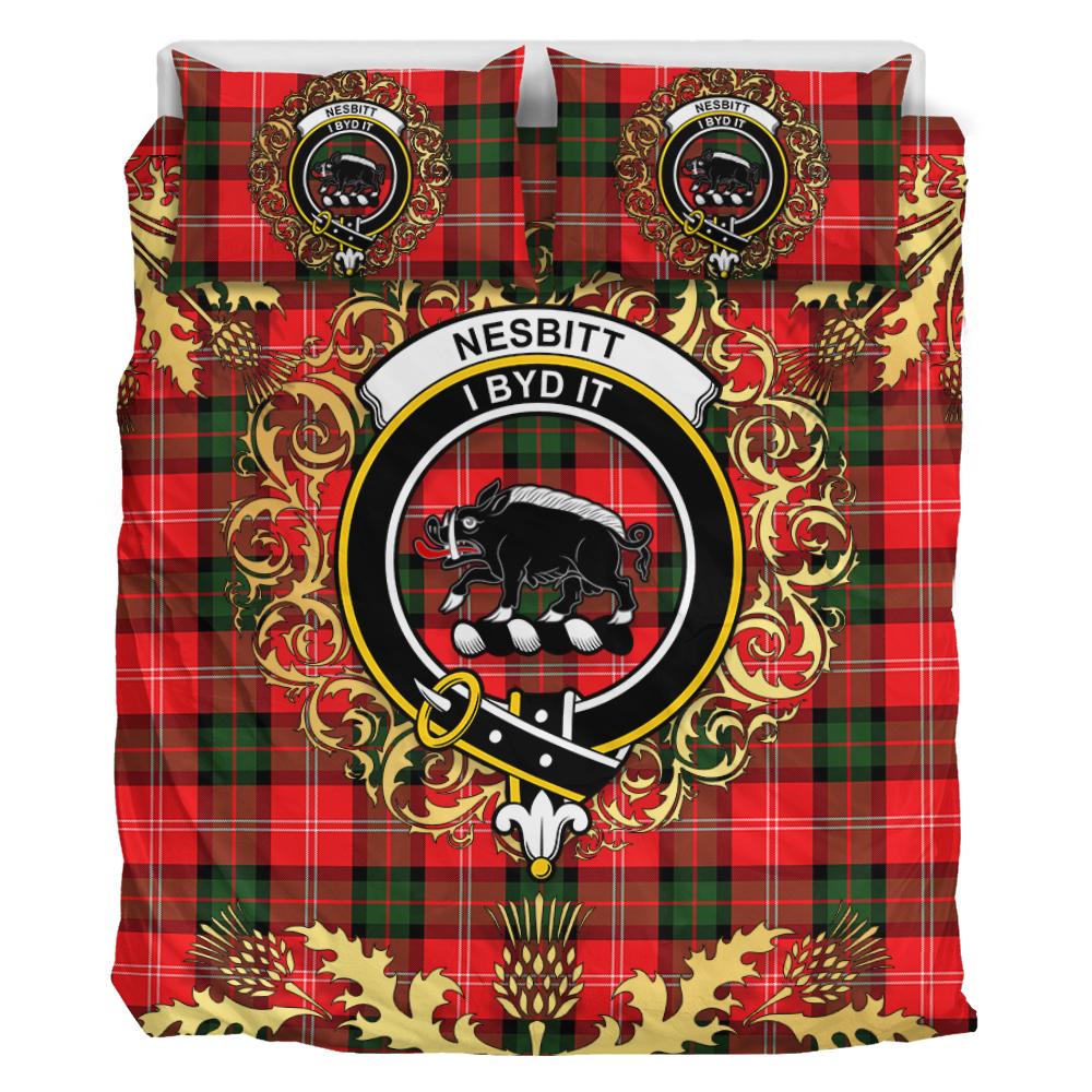 Nesbitt Modern Tartan Crest Bedding Set - Golden Thistle Style