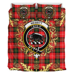 Nesbitt Modern Tartan Crest Bedding Set - Golden Thistle Style