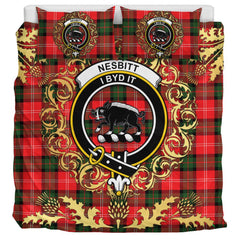 Nesbitt Modern Tartan Crest Bedding Set - Golden Thistle Style