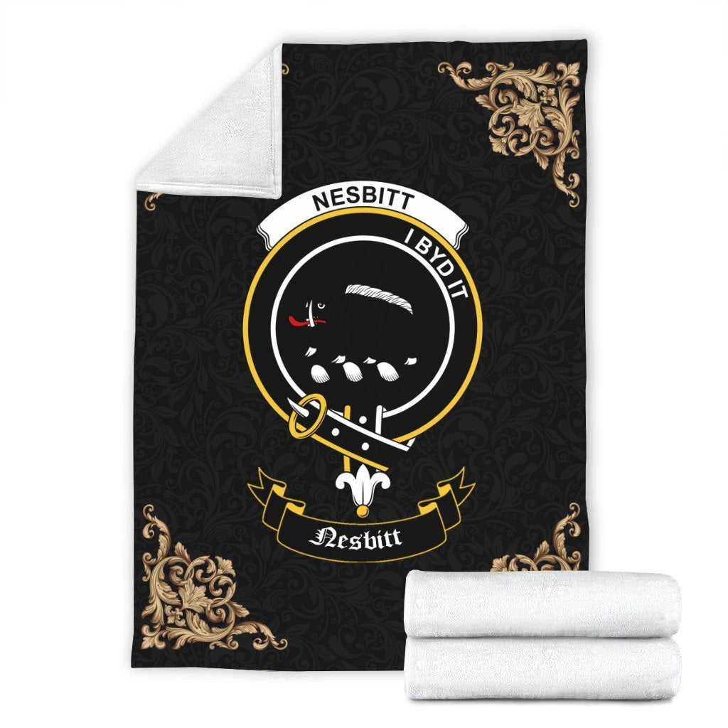 Nesbitt (or Nisbet) Crest Tartan Premium Blanket Black