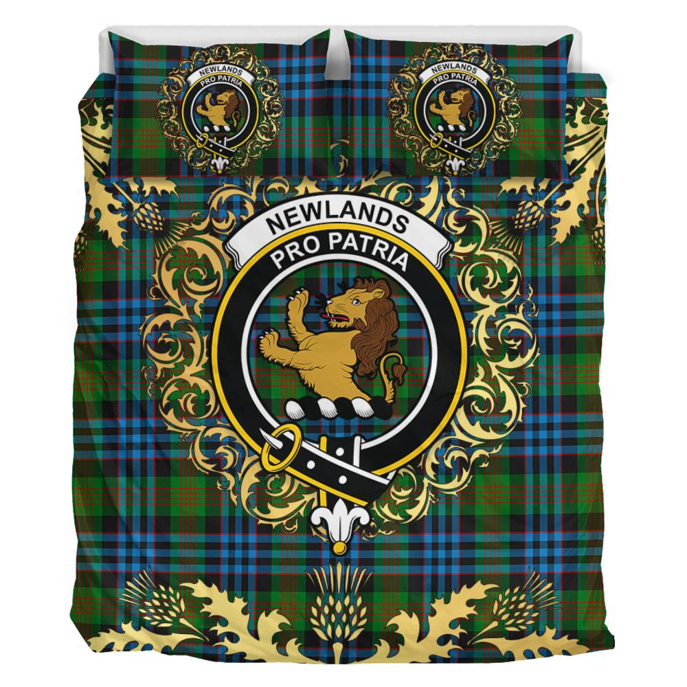 Newlands of Lauriston Tartan Crest Bedding Set - Golden Thistle Style