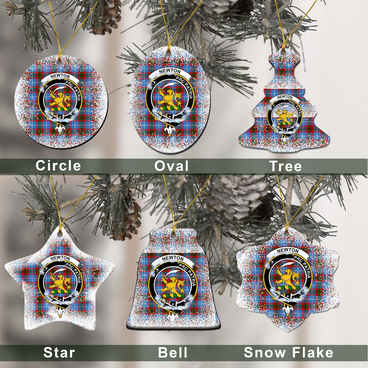 Newton Tartan Christmas Ceramic Ornament - Snow Style