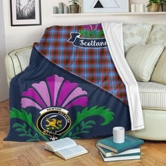 Newton Tartan Crest Premium Blanket - Thistle Style