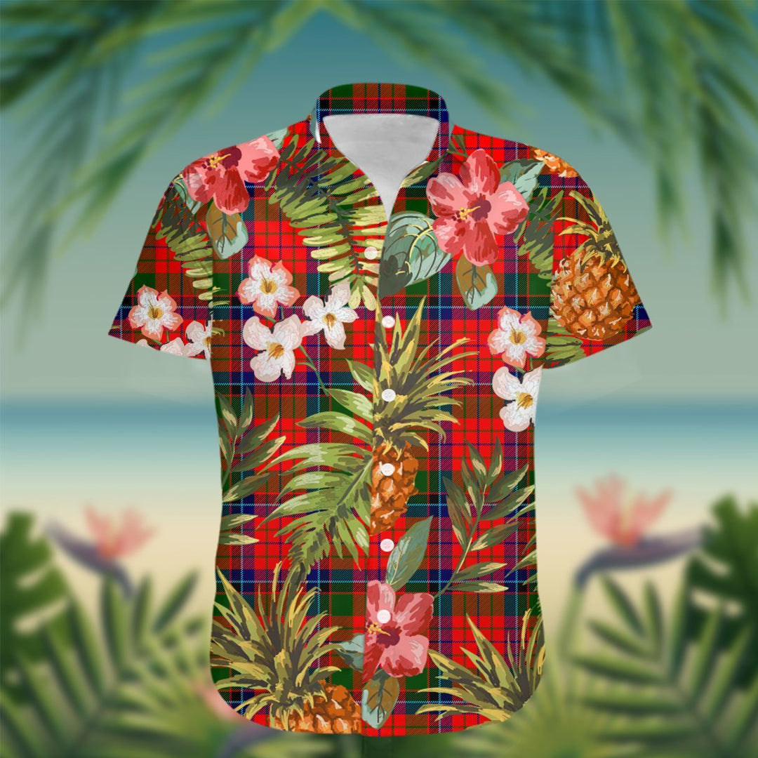 Nicolson Tartan Hawaiian Shirt Hibiscus, Coconut, Parrot, Pineapple - Tropical Garden Shirt