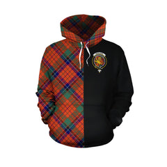 Nicolson Ancient Tartan Hoodie Half of Me - Cross Style