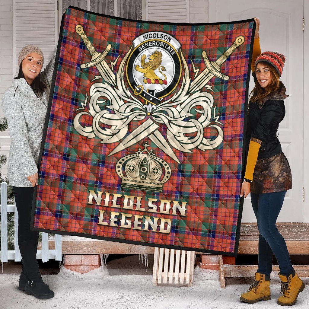 Nicolson Ancient Tartan Crest Legend Gold Royal Premium Quilt