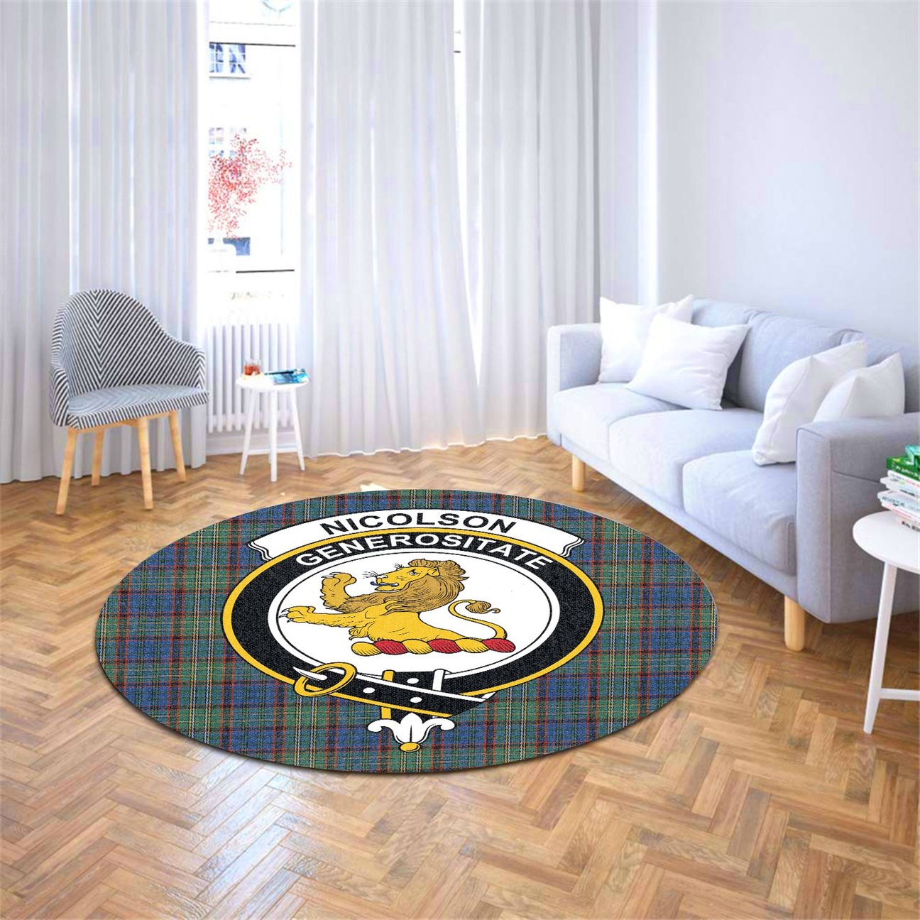 Nicolson Hunting Ancient Tartan Crest Round Rug