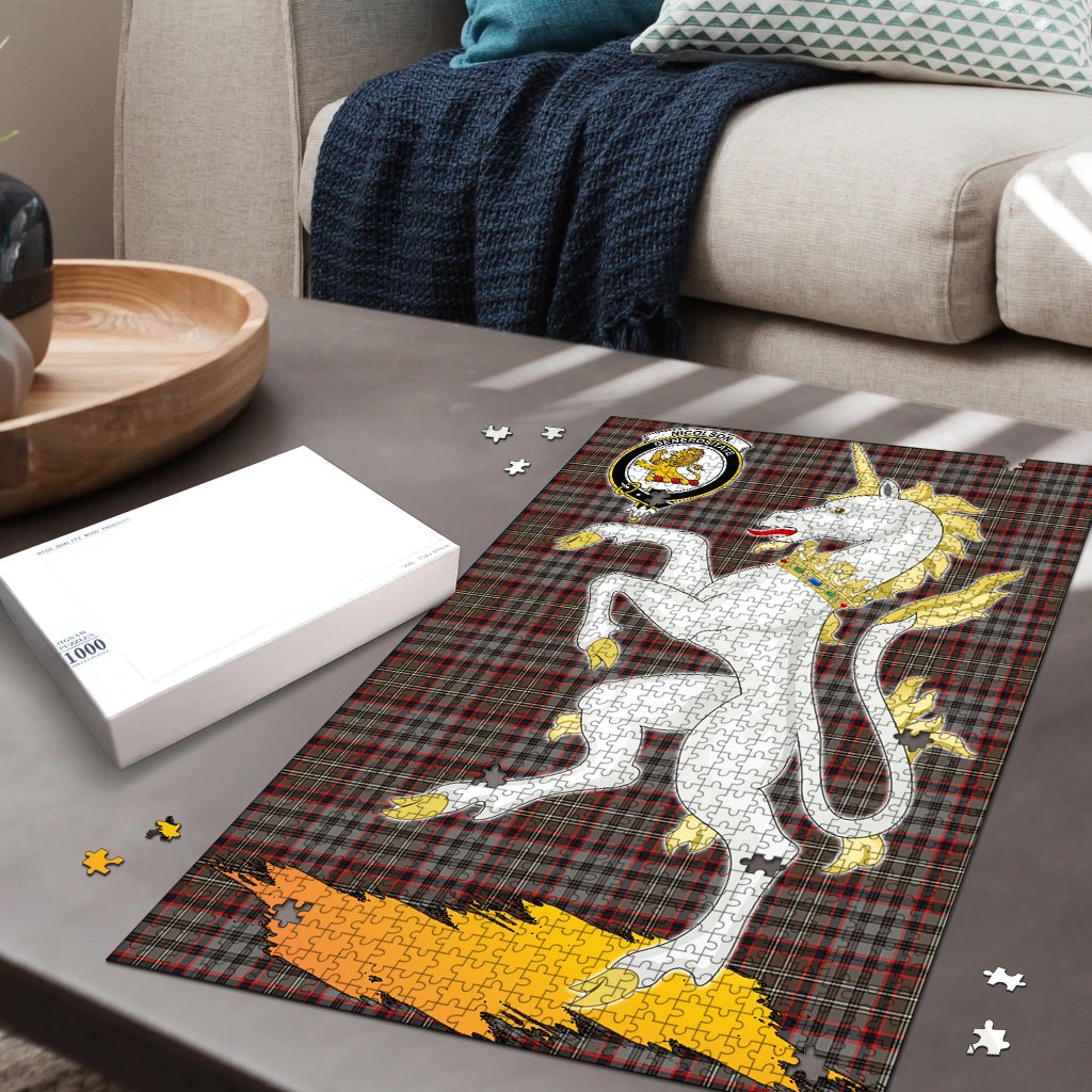 Nicolson Hunting Weathered Tartan Crest Unicorn Scotland Jigsaw Puzzles
