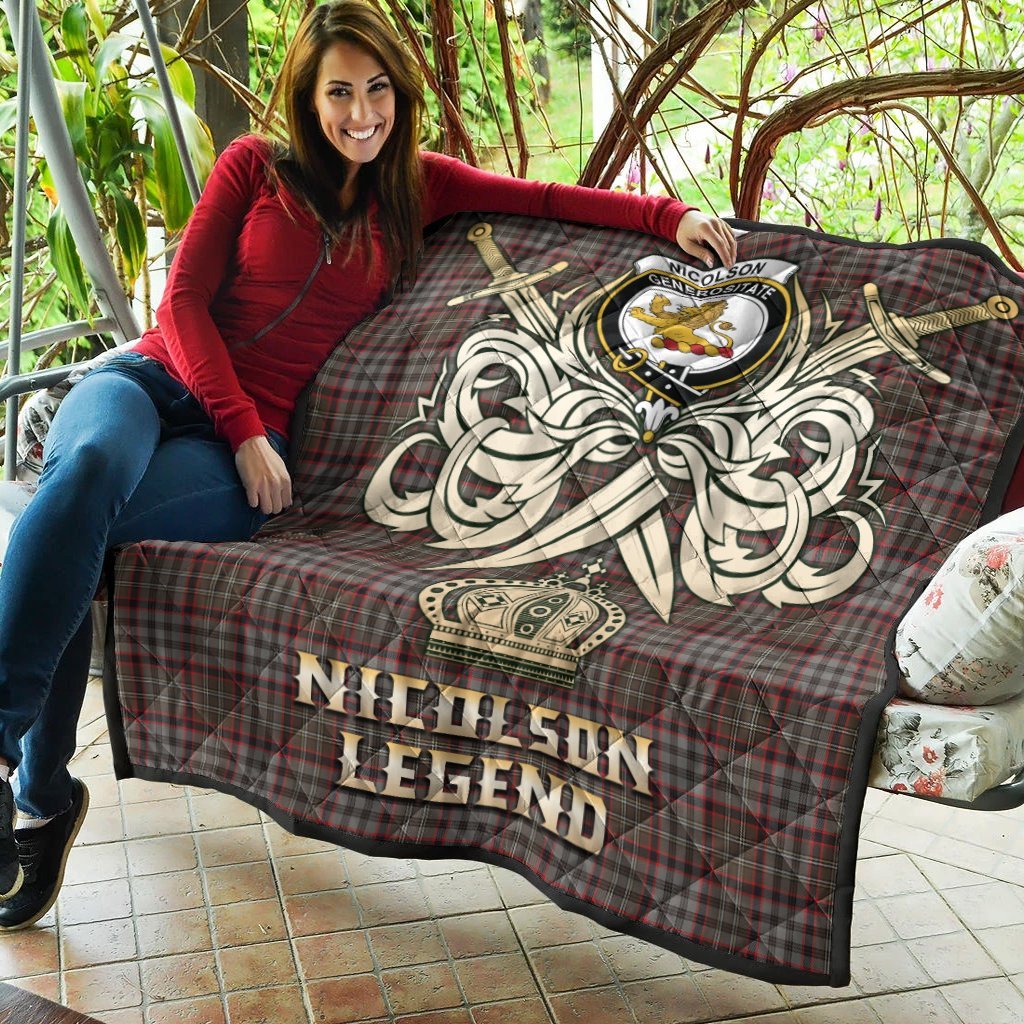 Nicolson Hunting Weathered Tartan Crest Legend Gold Royal Premium Quilt