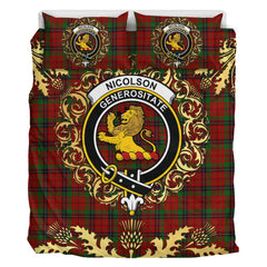 Nicolson Lochcarron Tartan Crest Bedding Set - Golden Thistle Style