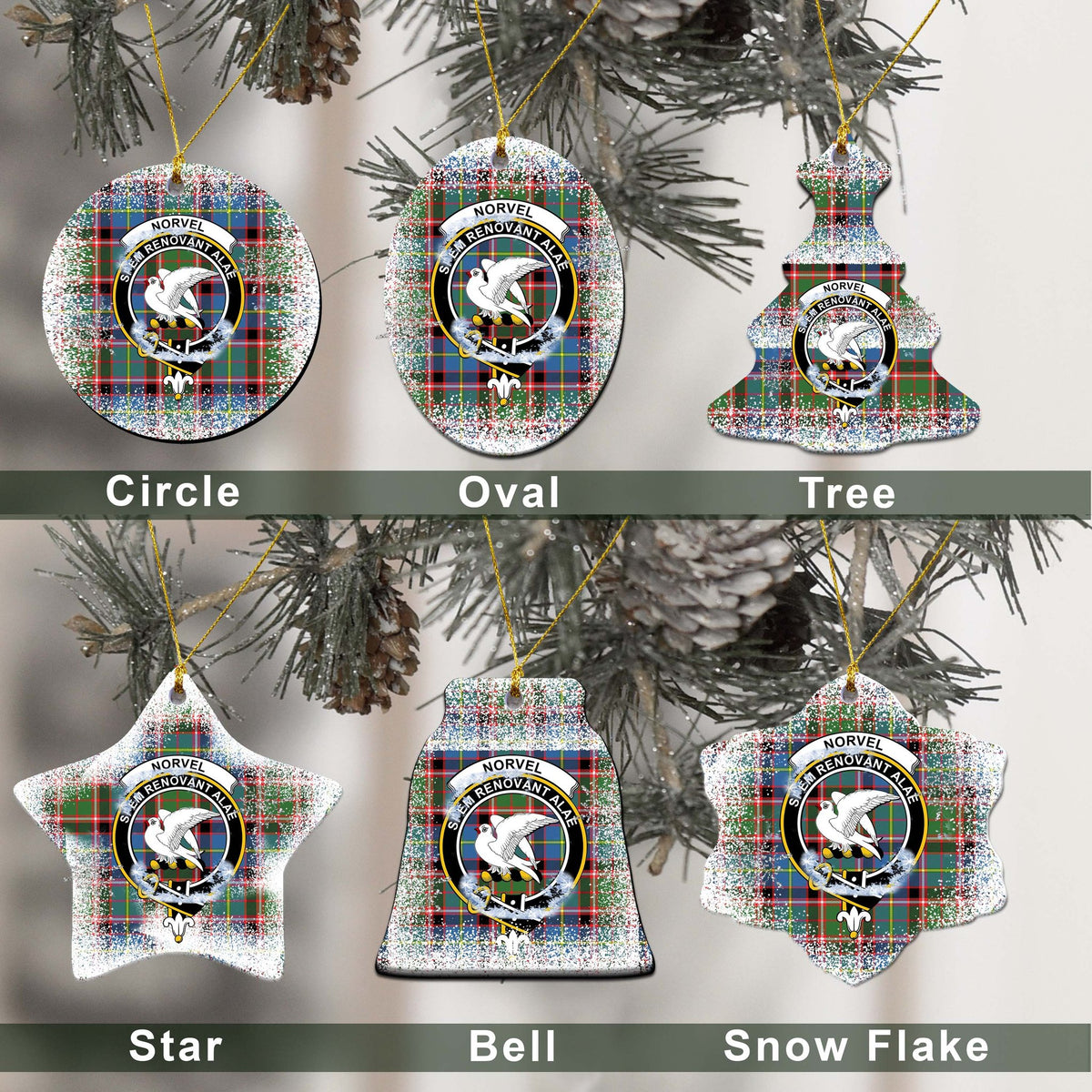 Norvel Tartan Christmas Ceramic Ornament - Snow Style