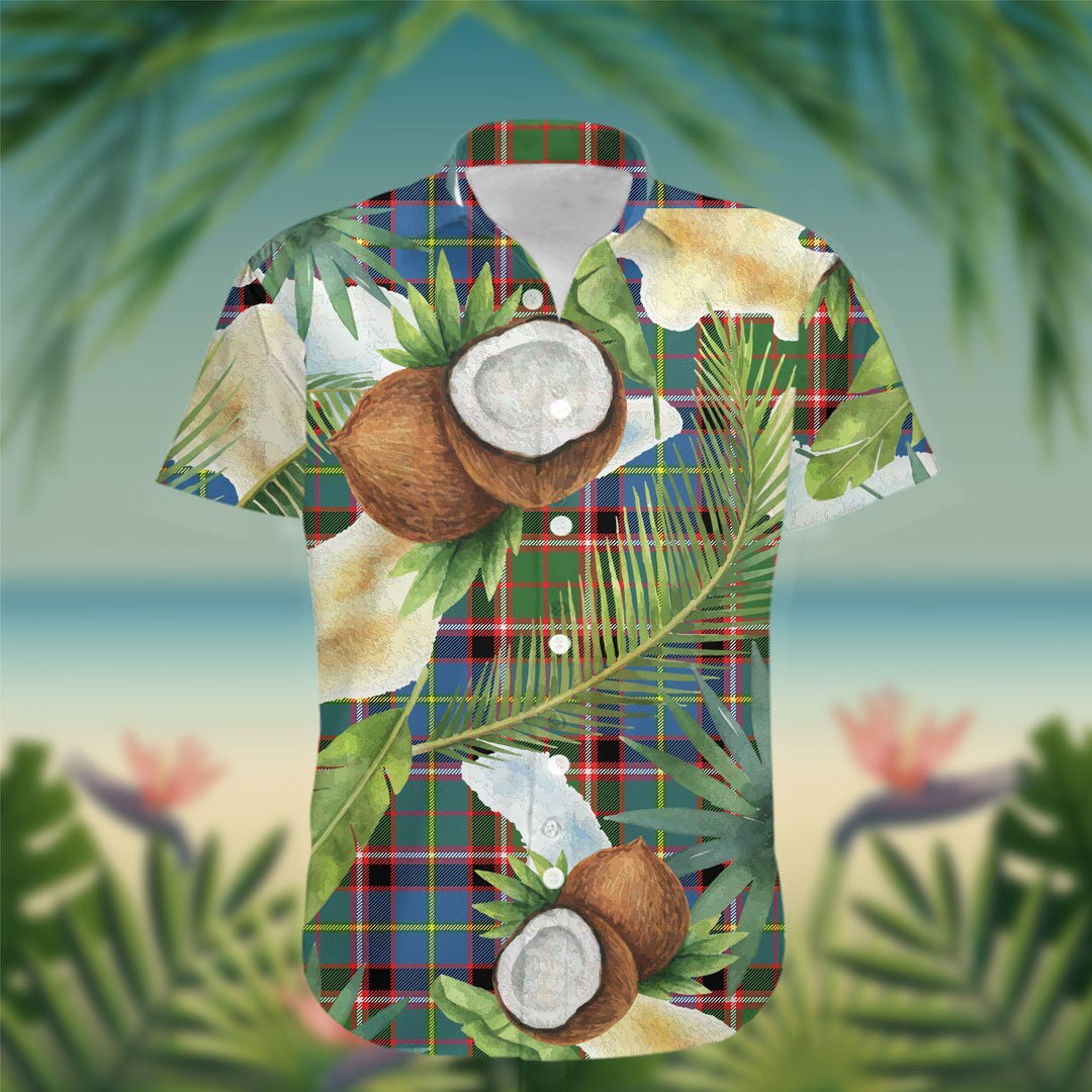 Norvel Tartan Hawaiian Shirt Hibiscus, Coconut, Parrot, Pineapple - Tropical Garden Shirt