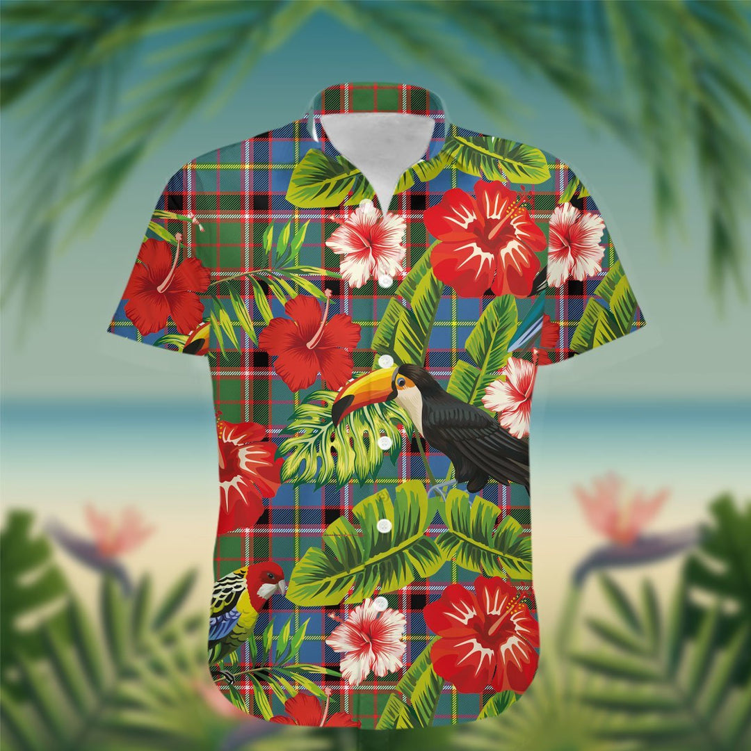 Norvel Tartan Hawaiian Shirt Hibiscus, Coconut, Parrot, Pineapple - Tropical Garden Shirt