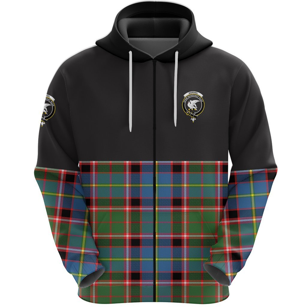 Norvel Clan Half Of Tartan Zipper Hoodie