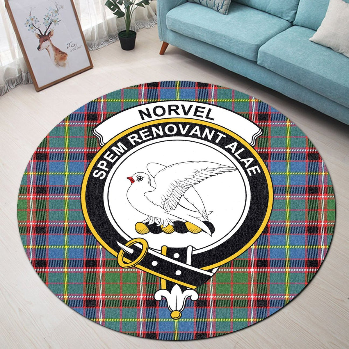 Norvel Tartan Crest Round Rug