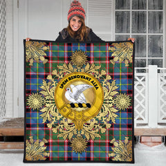 Norvel Tartan Crest Premium Quilt - Gold Thistle Style