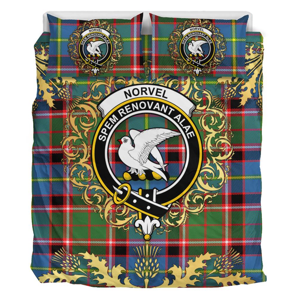 Norvel Tartan Crest Bedding Set - Golden Thistle Style