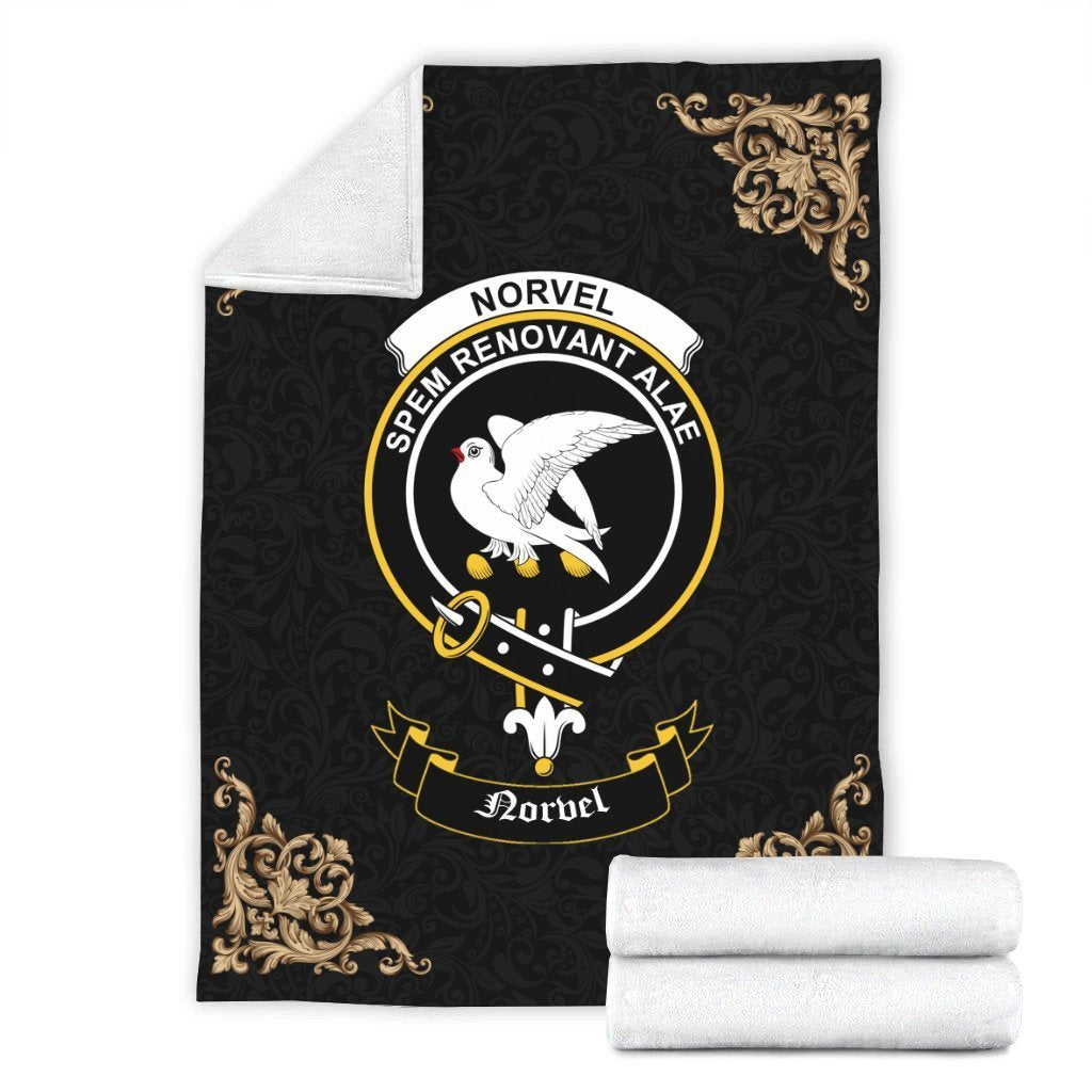 Norvel (or Norvill) Crest Tartan Premium Blanket Black