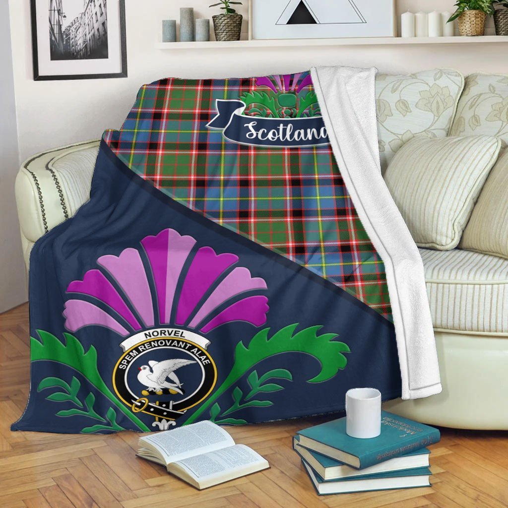 Norvel Tartan Crest Premium Blanket - Thistle Style