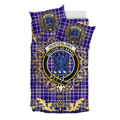 Ochterlony Tartan Crest Bedding Set - Golden Thistle Style