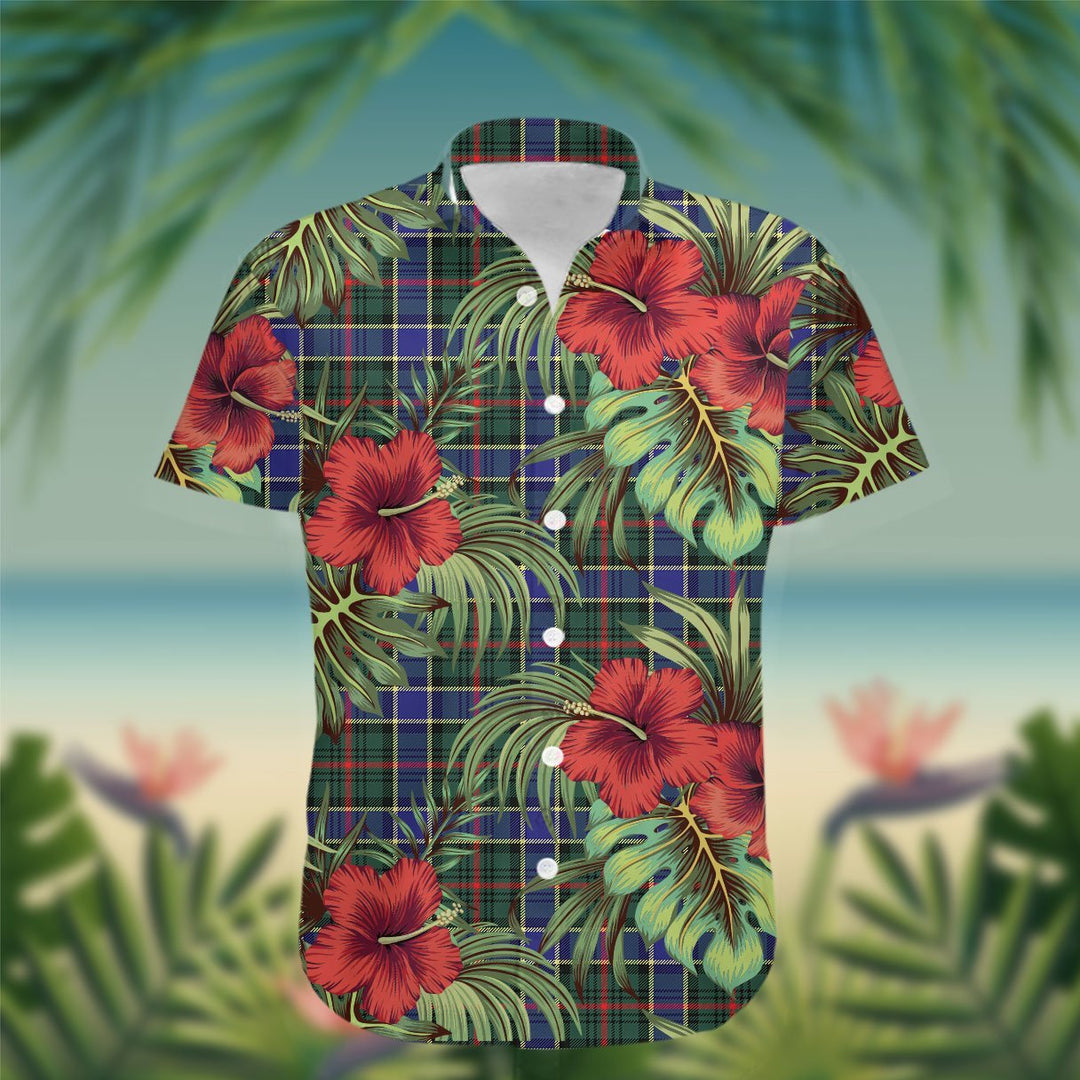Ogilvie Tartan Hawaiian Shirt Hibiscus, Coconut, Parrot, Pineapple - Tropical Garden Shirt