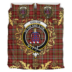 Ogilvie (Ogilvy) 06 Tartan Crest Bedding Set - Golden Thistle Style