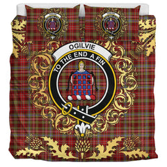 Ogilvie (Ogilvy) 06 Tartan Crest Bedding Set - Golden Thistle Style