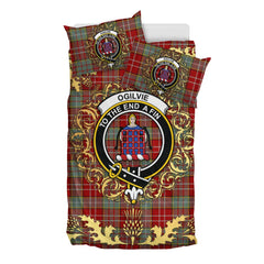 Ogilvie (Ogilvy) 07 Tartan Crest Bedding Set - Golden Thistle Style