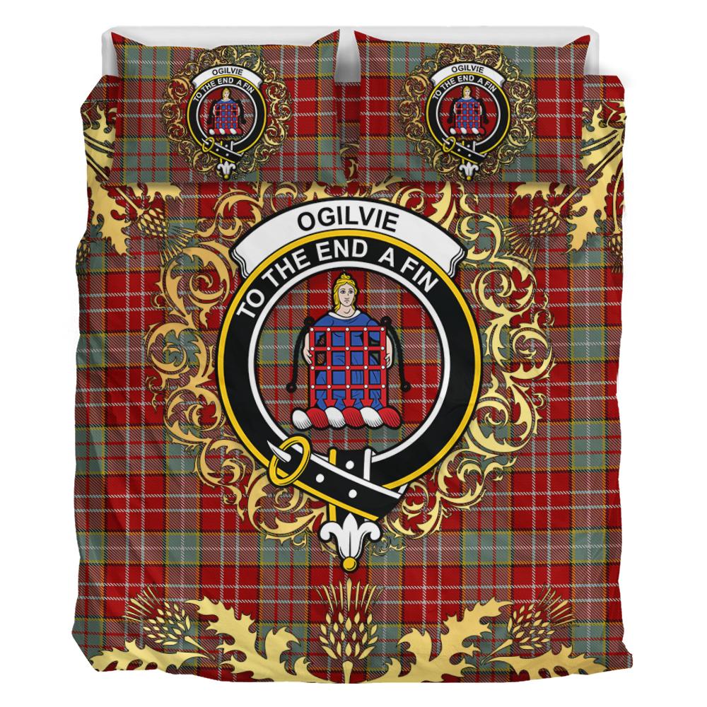 Ogilvie (Ogilvy) 07 Tartan Crest Bedding Set - Golden Thistle Style