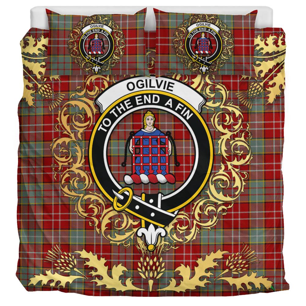 Ogilvie (Ogilvy) 07 Tartan Crest Bedding Set - Golden Thistle Style